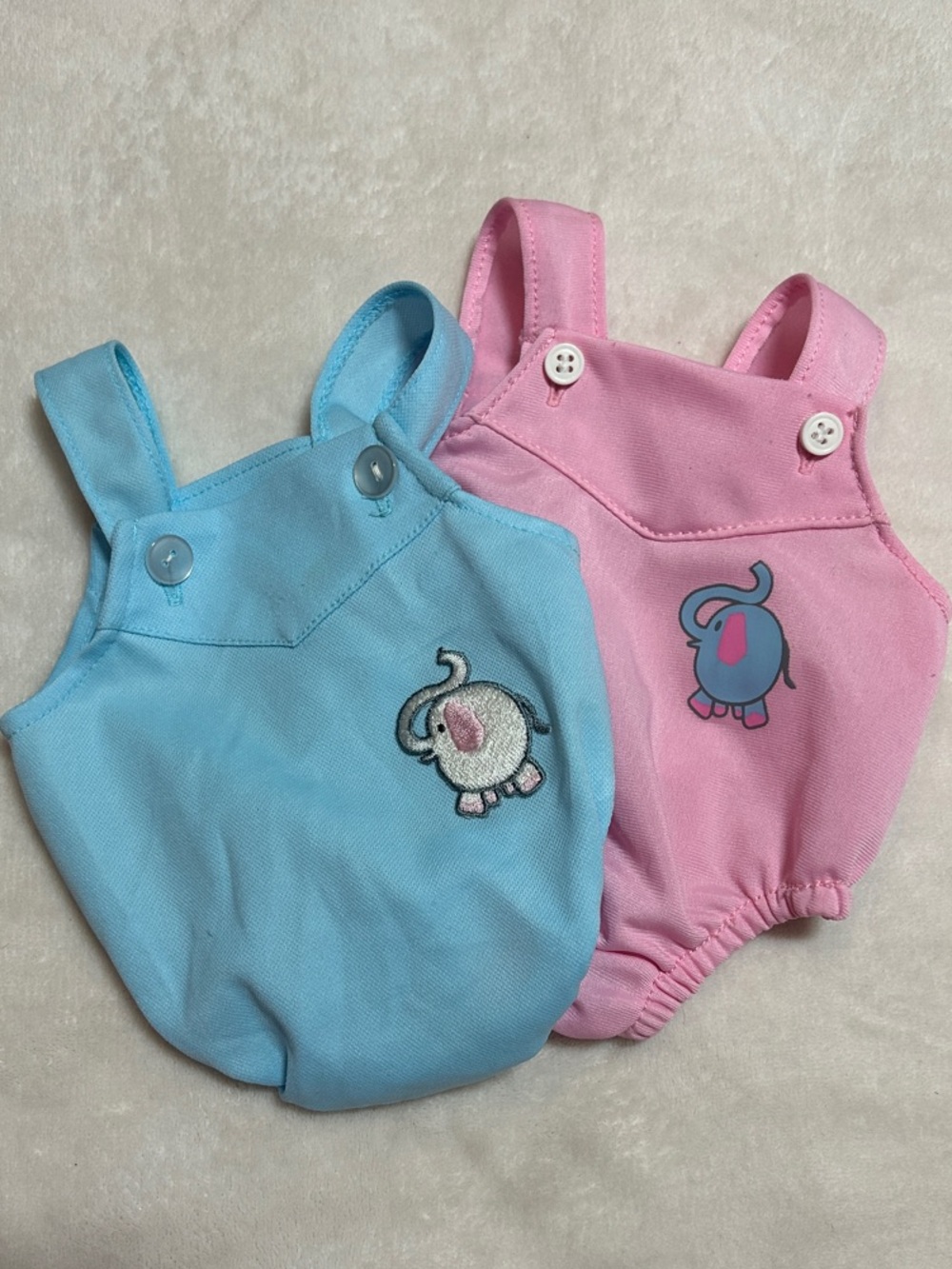 Cabbage Patch Kid Elephant Romper Pair - Pink & Light Blue